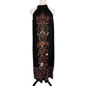 Vince Camuto Black Maxi Dress with Colorful Patterns